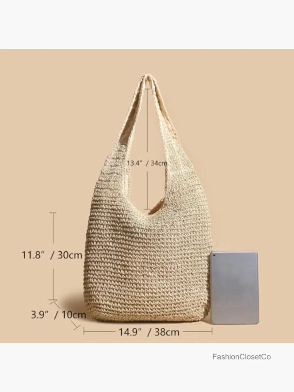 Straw Hobo Bag Tote Boho Handwoven Crochet Beach Shoulder Purse
